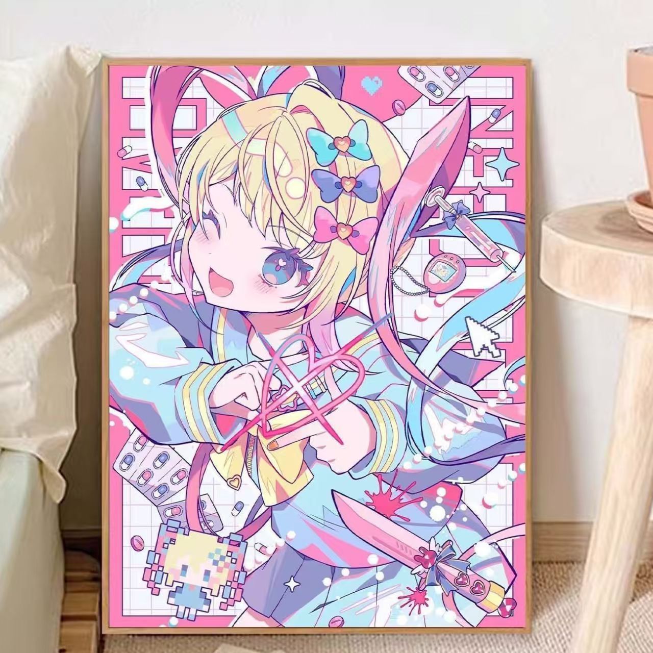 Verspielt Anime-inspirierten Leinwand Kunstdruck Brehn