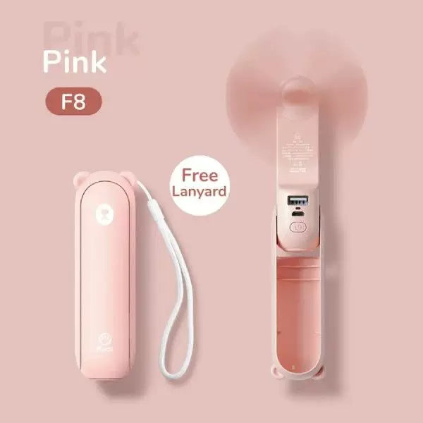 Unisex Einheitsgröße klappbarer wiederaufladbarer tragbarer Mini-Ventilator mit integriertem USB-Powerbank und Lanyard Brehn