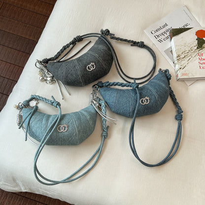 Gepolsterte Denim Umhängetasche