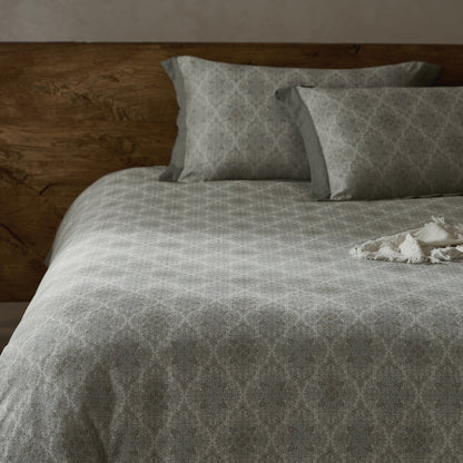 Florales Baumwoll-Leinen-Bettüberwurf-Set mit Chambray-Dekor