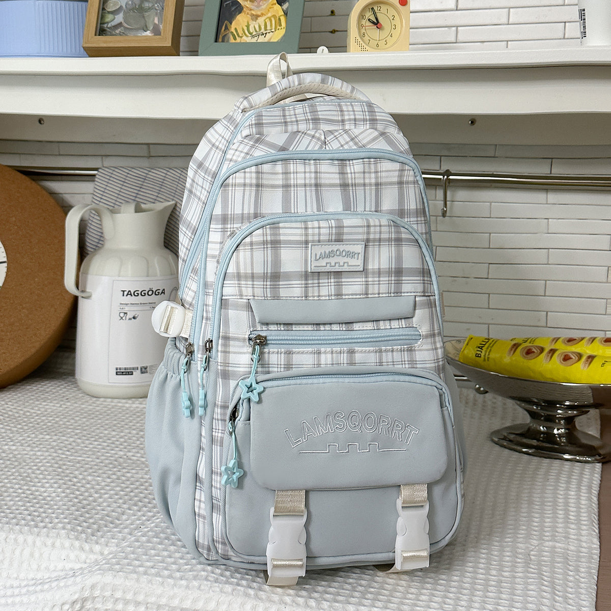 Stylische Karomuster-Rucksack Brehn