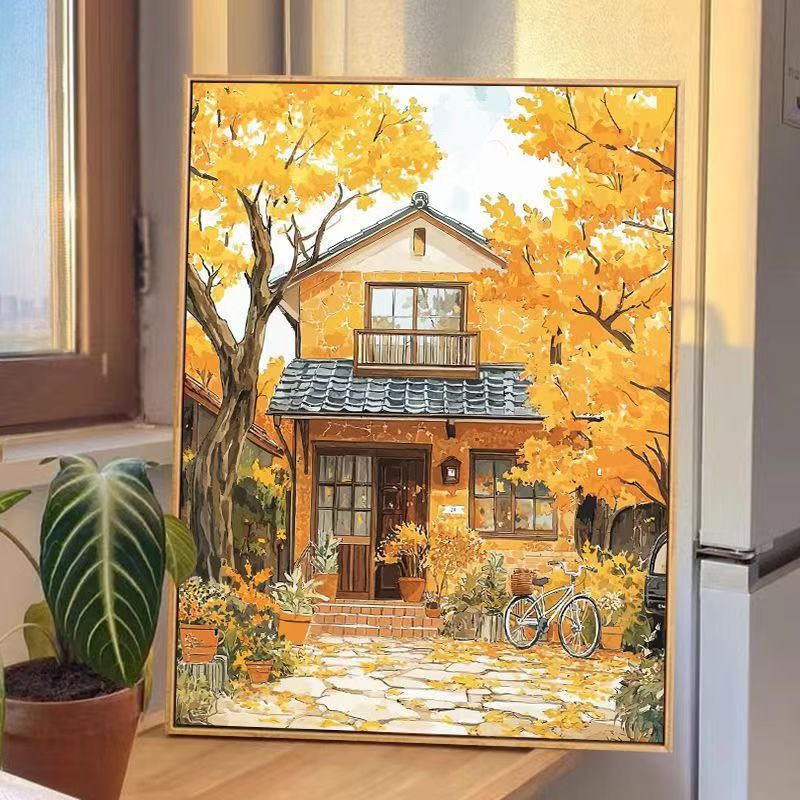 Herbsthaus-Szene Leinwand Wandkunst Brehn