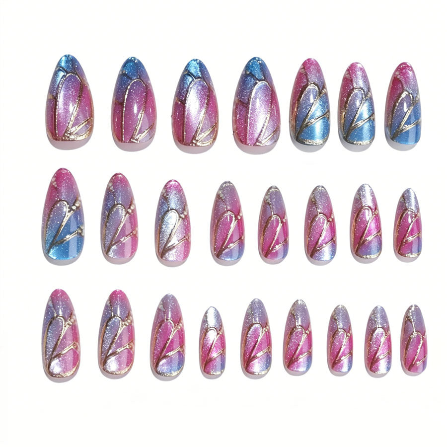 Künstlerische Glitzer-Gradient Druck-Nägel Brehn