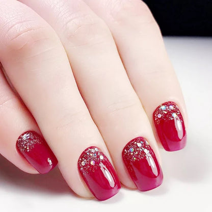 Atemberaubendes, glitzerndes Press-On-Nagelkunst-Set
