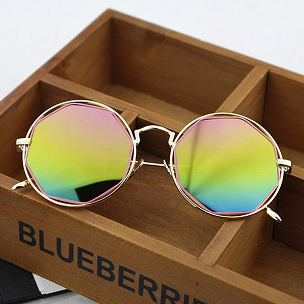 Damen Modische Achtkant-Sonnenbrille mit verspiegelten Gläsern Brehn