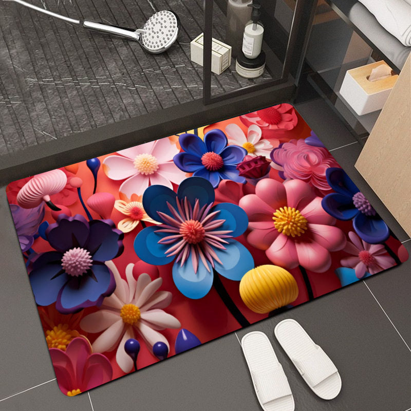 Floral Design Memory Foam Badteppich Brehn