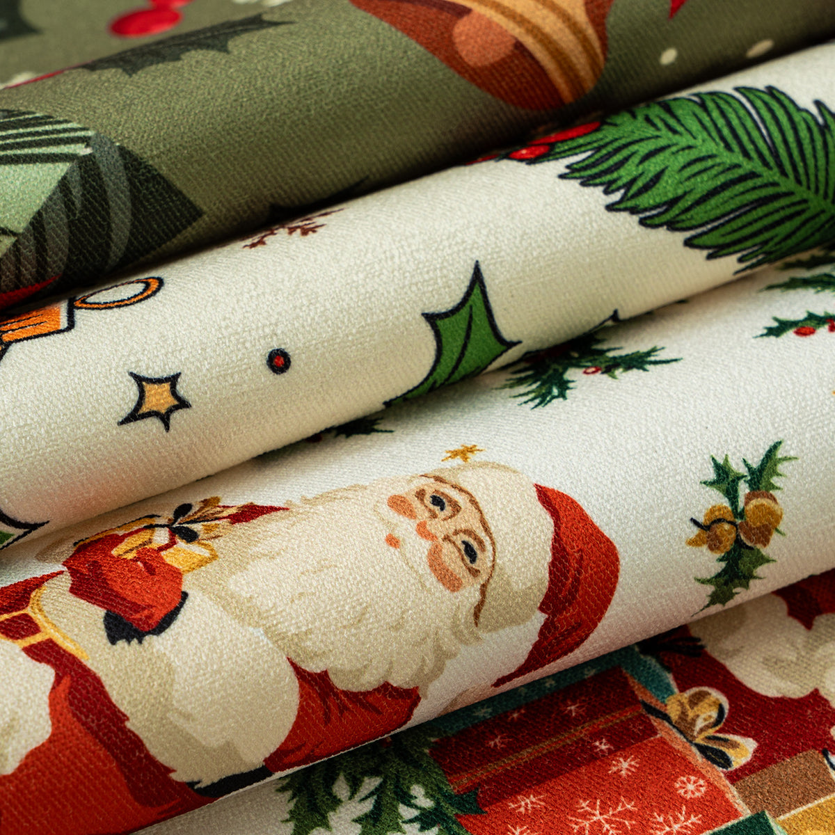 Weihnachtliches abwischbares Tischset mit gewelltem Saum und nostalgischem Santa‑Motiv Brehn