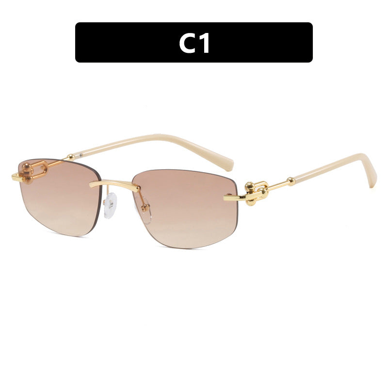 Damen elegante Halbgestell-Brille mit luxuriösem Metallrahmen und transparenten Gläsern Brehn