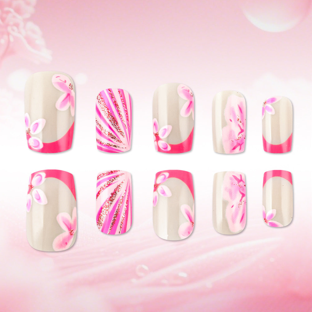 Künstlerische florale Gel Press-On Nägel Brehn