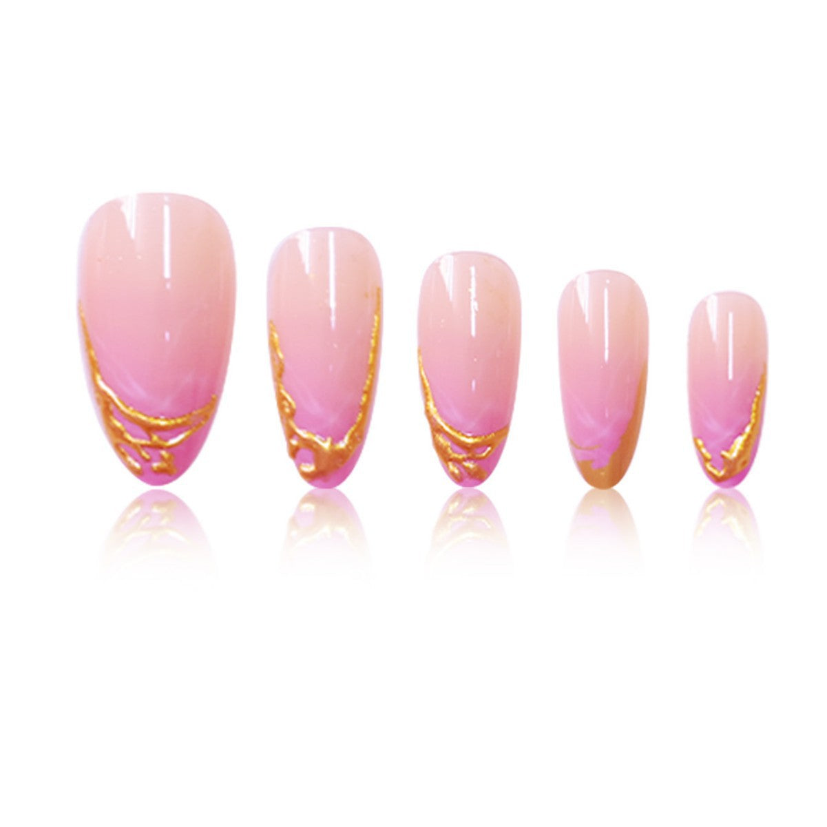 Elegante Stiletto Press-On Nagelverlängerungen mit Goldspitzen-Detail Brehn