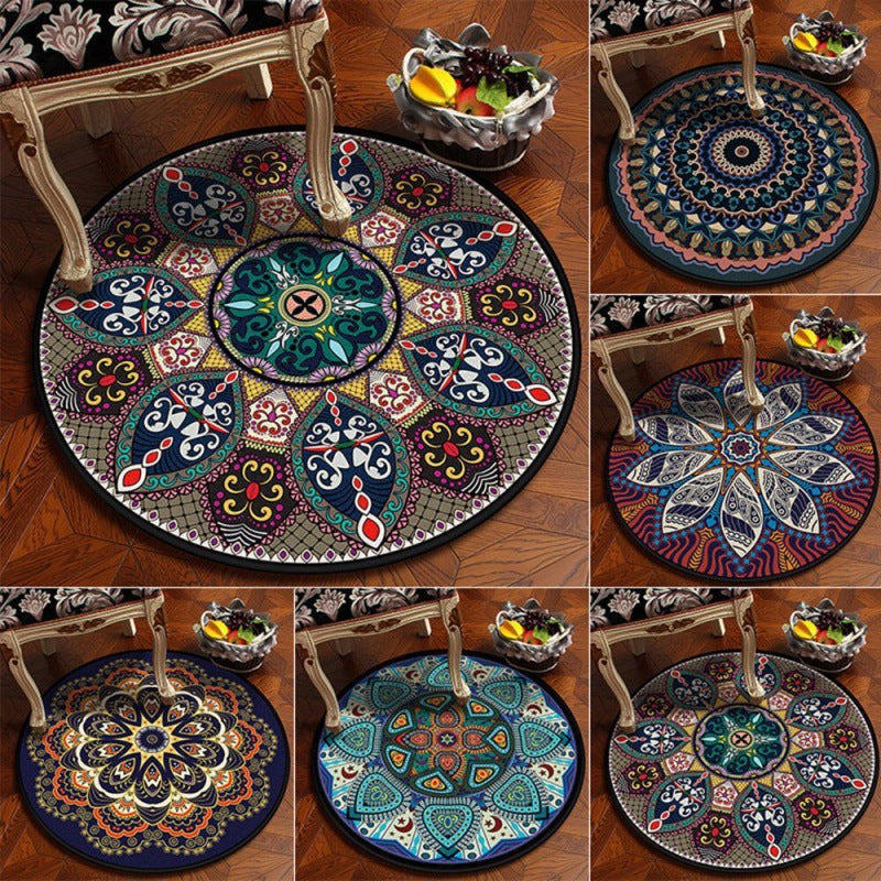 Kreisförmiger Vintage Blumenbereichsteppich Brehn