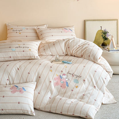 Gesteppt Baumwollsatin Tumble Kitten Druck Komforter und Kissenbezug Set