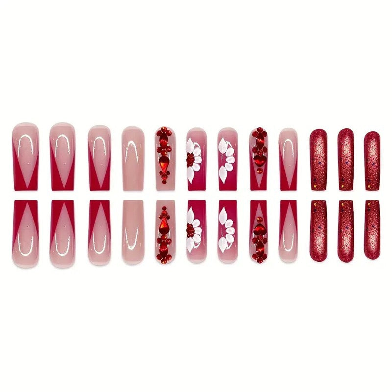 Dekorative Strass Press-On Nagelkunst Brehn