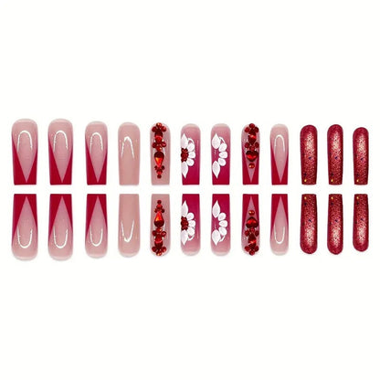 Dekorative Strass Press-On Nagelkunst Brehn