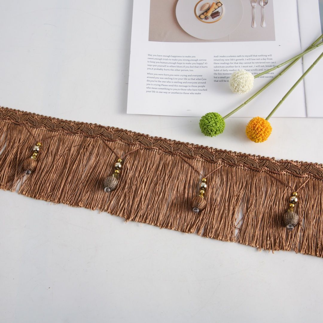 Luxus Fransenborte mit Perlenbesatz Brehn
