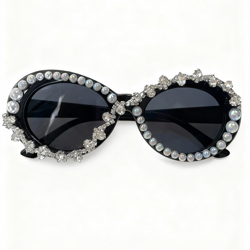 Elegante perlenverzierte Katzenaugen-Sonnenbrille Brehn