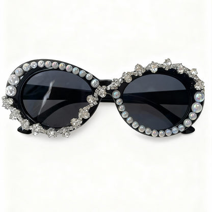 Elegante perlenverzierte Katzenaugen-Sonnenbrille Brehn