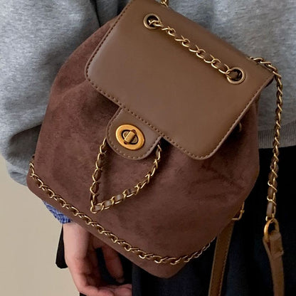 Chic Faux Suede Kordelzug Rucksack Brehn