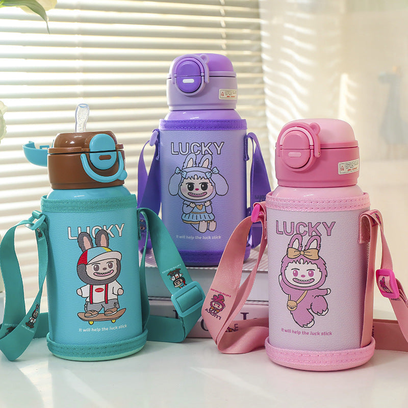 Damen Isolierte Trinkflasche mit praktischem Tragegurt und verspieltem Design Brehn