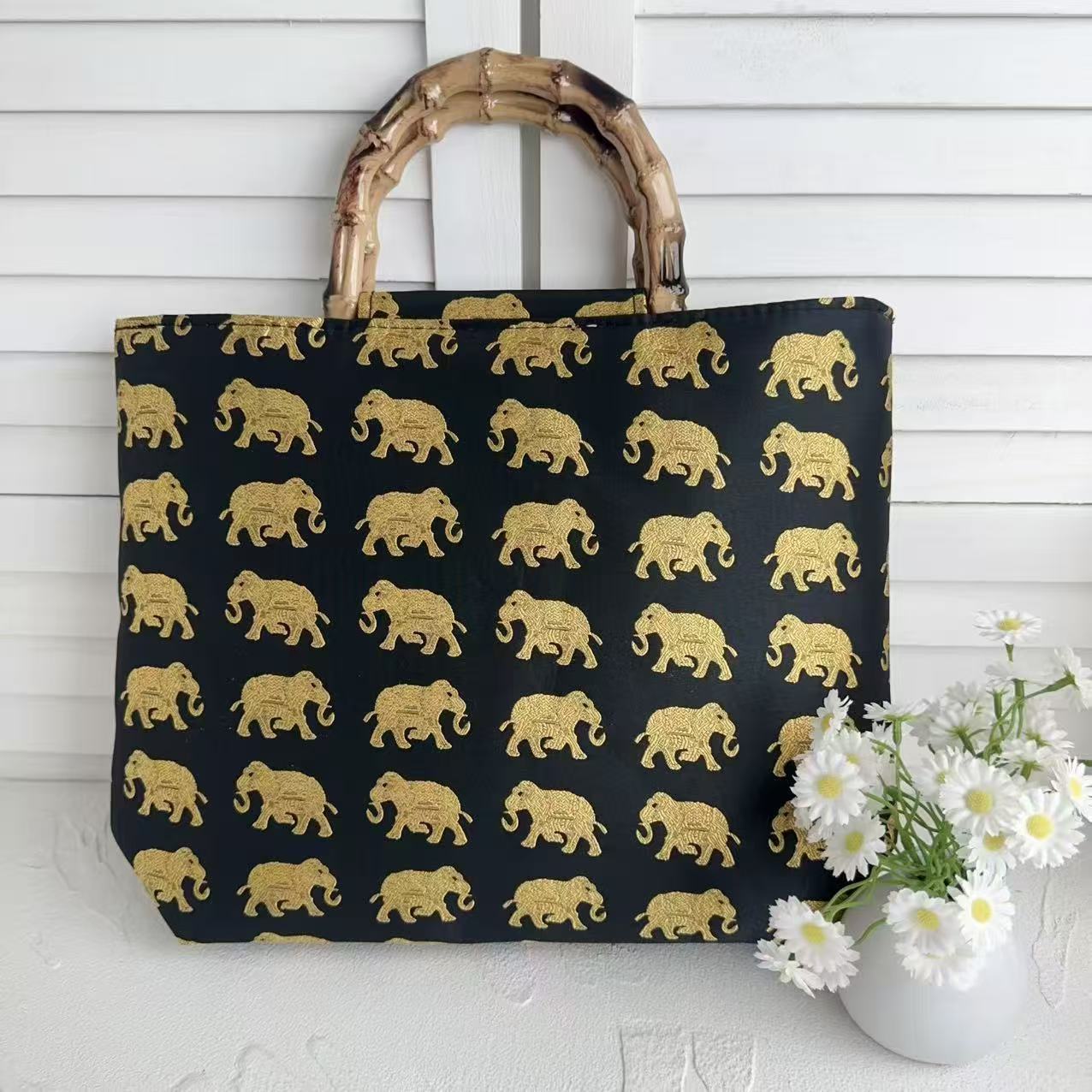 Stilvolle Baumwolltasche mit Bambusgriffen Brehn