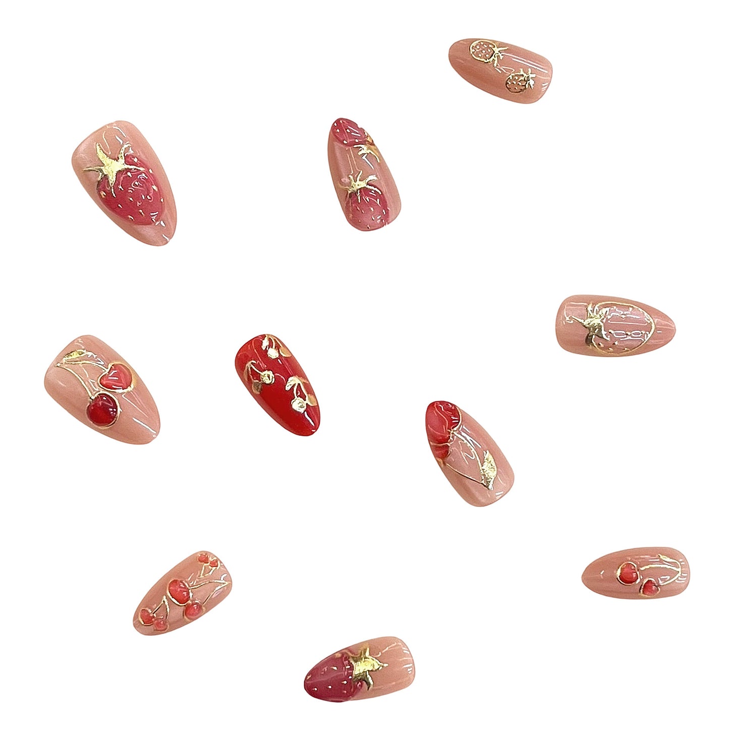 Künstlerisches Floral-Akzent Press-on-Nagelset Brehn