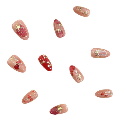 Künstlerisches Floral-Akzent Press-on-Nagelset Brehn