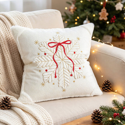Festliches besticktes Kunstfell-Weihnachts-Wurfkissen