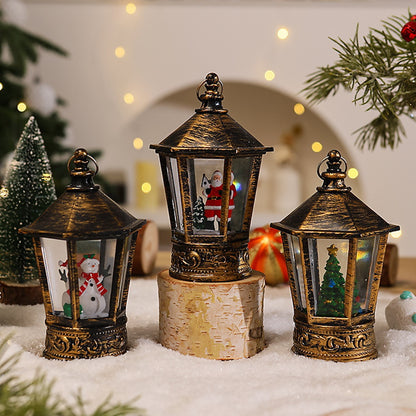 Nostalgische Weihnachtslaterne mit leuchtendem Weihnachtsmann-Motiv Brehn