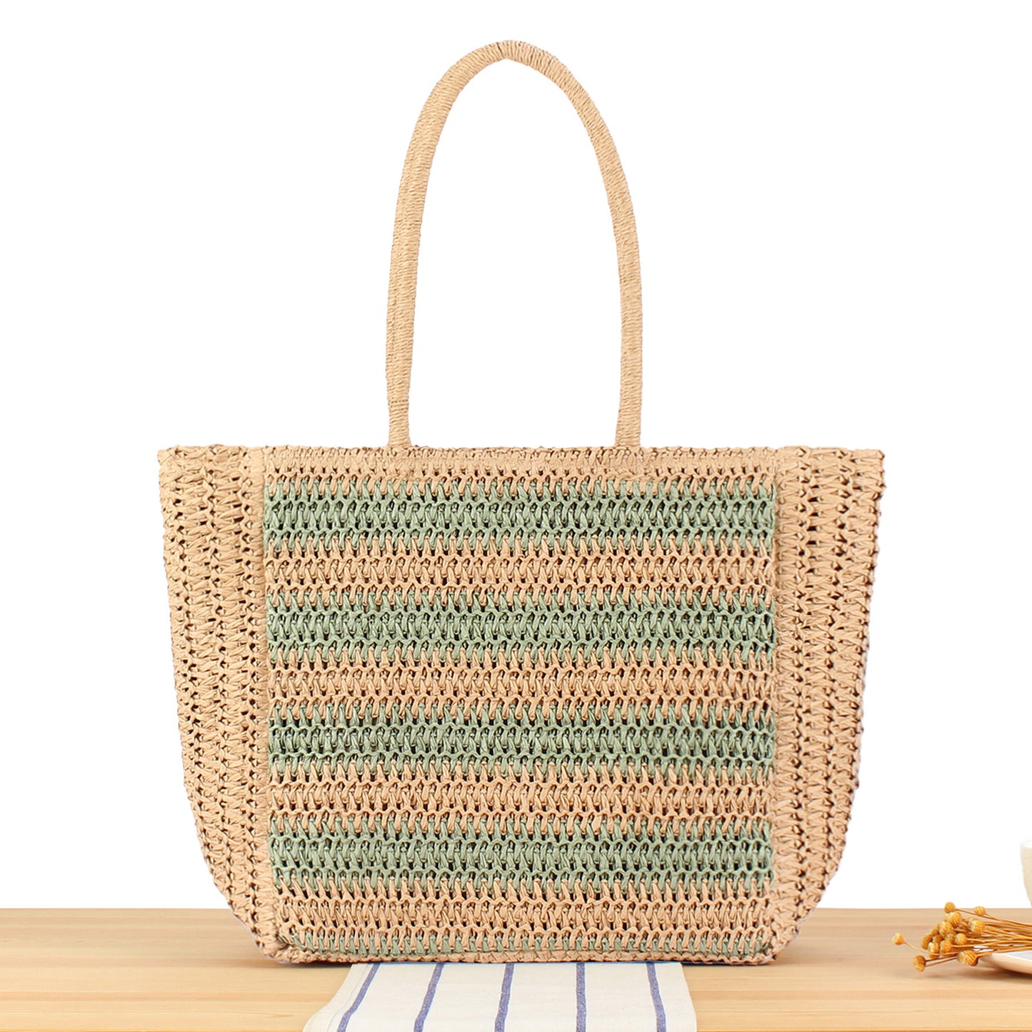 Geräumige Strandschultertasche Aus Handgewebtem Material Brehn