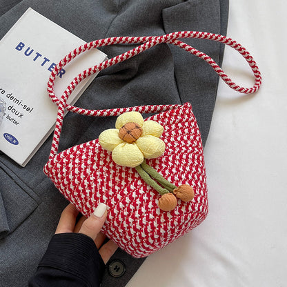 Dekorative Flora Woven Bucket Bag