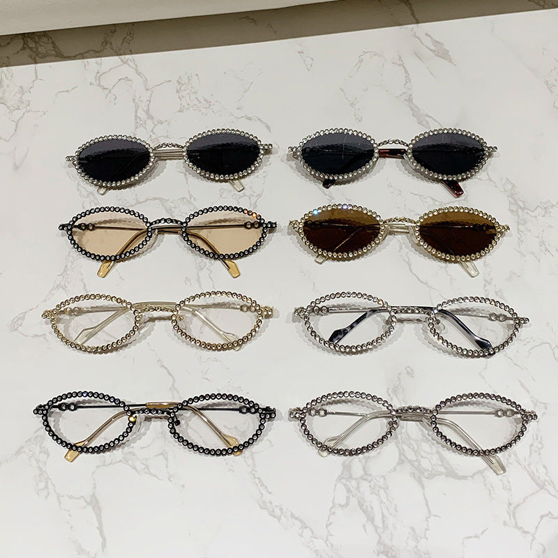Damen Designer-Brillengestell mit extravagantem Perlenrahmen Brehn