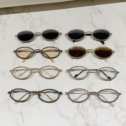Damen Designer-Brillengestell mit extravagantem Perlenrahmen Brehn