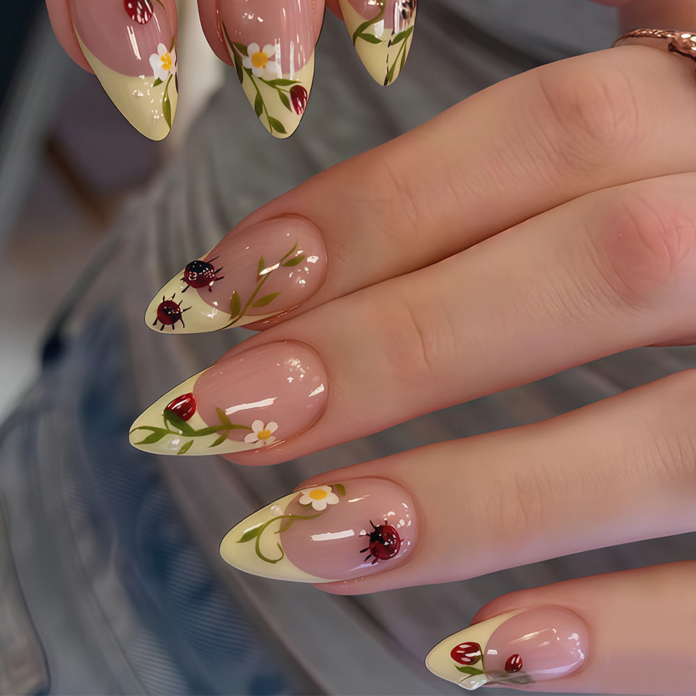 Künstlerische florale Stiletto-Nageltips Brehn