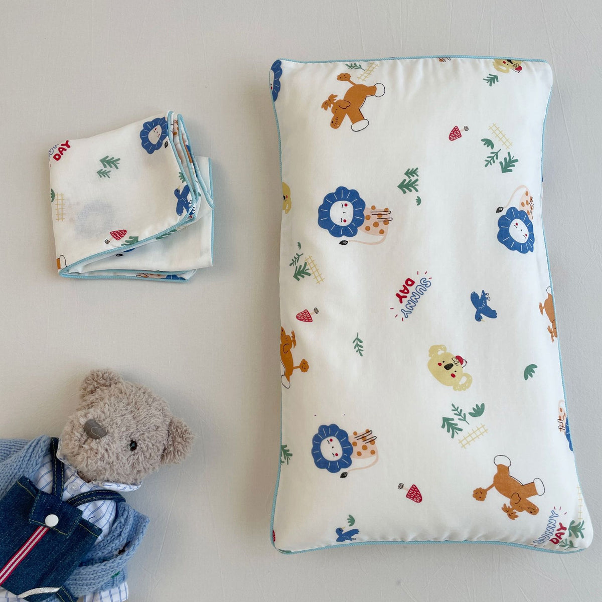 Babybettwäsche-Set aus Baumwoll-Musselin mit floralem & Tier-Print