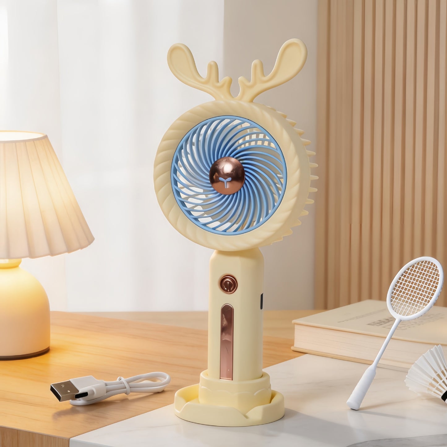 Damen Tragbarer Handventilator mit kreativem Geweih-Design Brehn