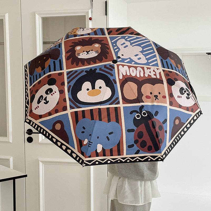 Damen Automatischer Regenschirm mit kreativem Muster Brehn