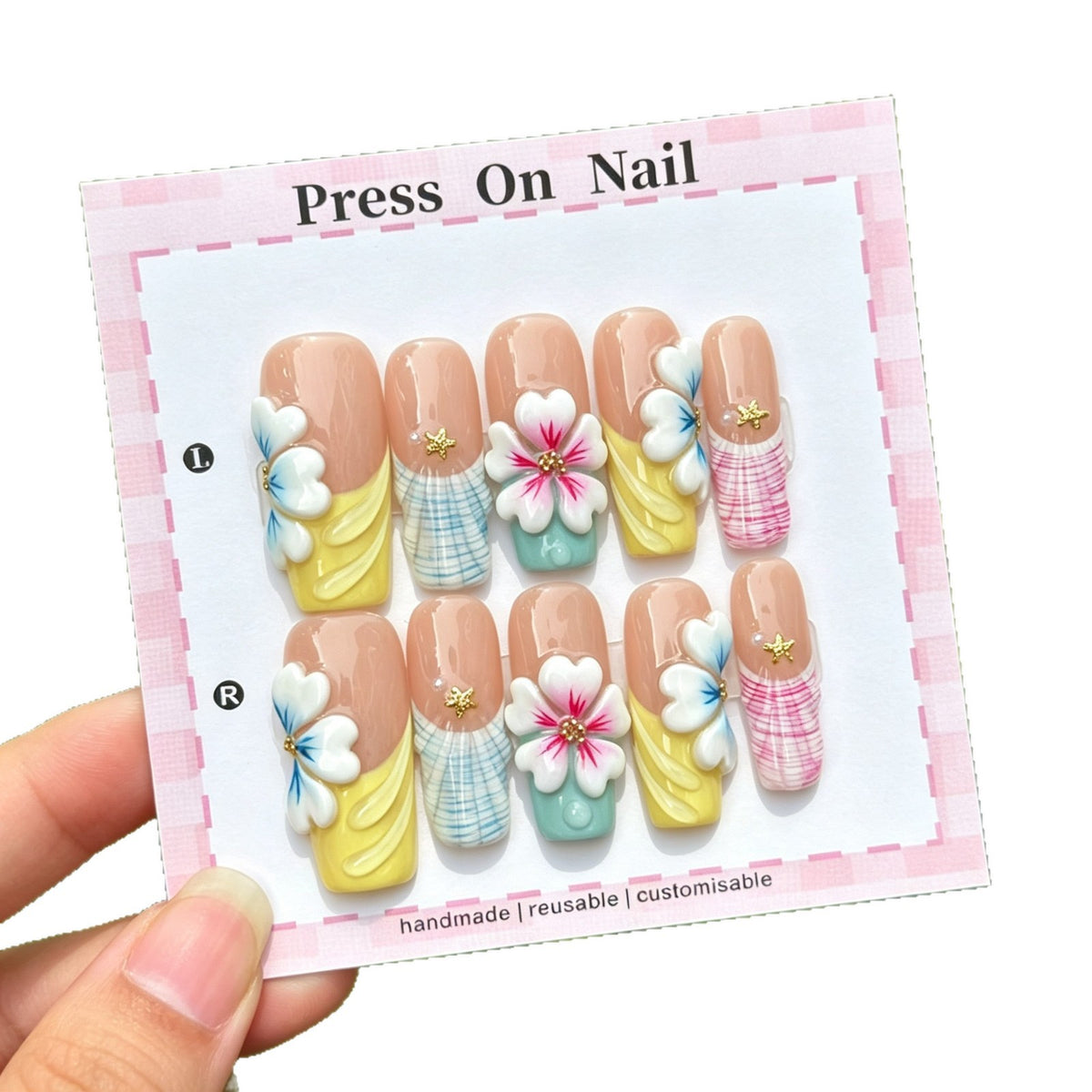 Künstlerisches Floral Press-On Nagelkunst Set