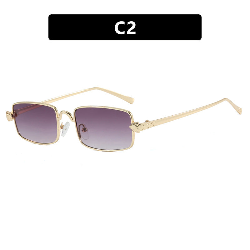 Damen elegante quadratische Sonnenbrille mit luxuriösem Metallrahmen und UV-Schutz Brehn