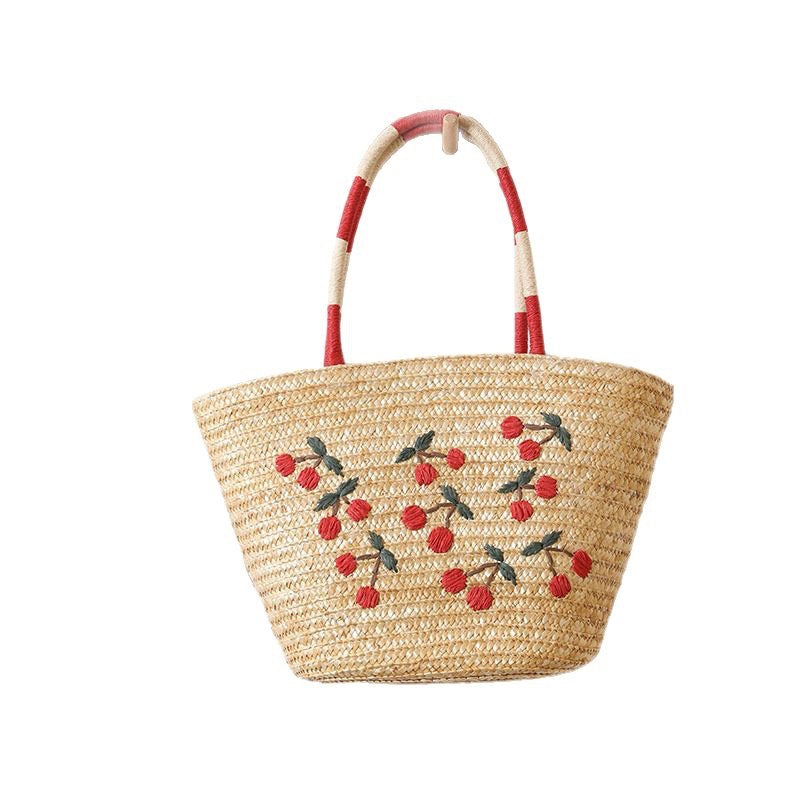 Handgefertigte Korbtasche mit Lebhaftem Blumenstickdesign Brehn