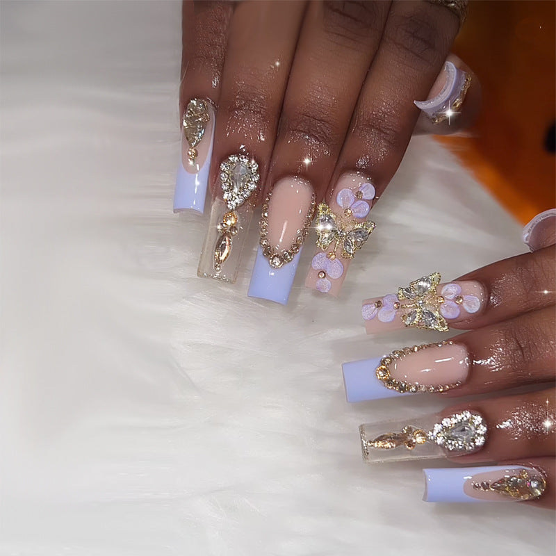 Elegante Stiletto Press-On Nagelkunst mit Strass-Akzenten Brehn