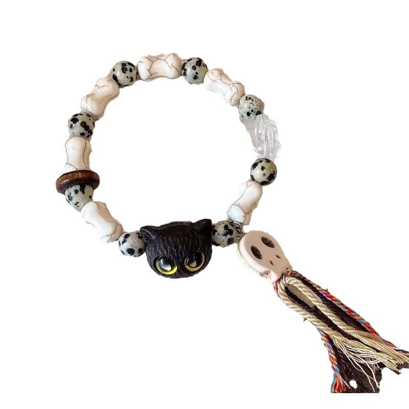 Verspielt Katze und Knochen Charme Armband Brehn