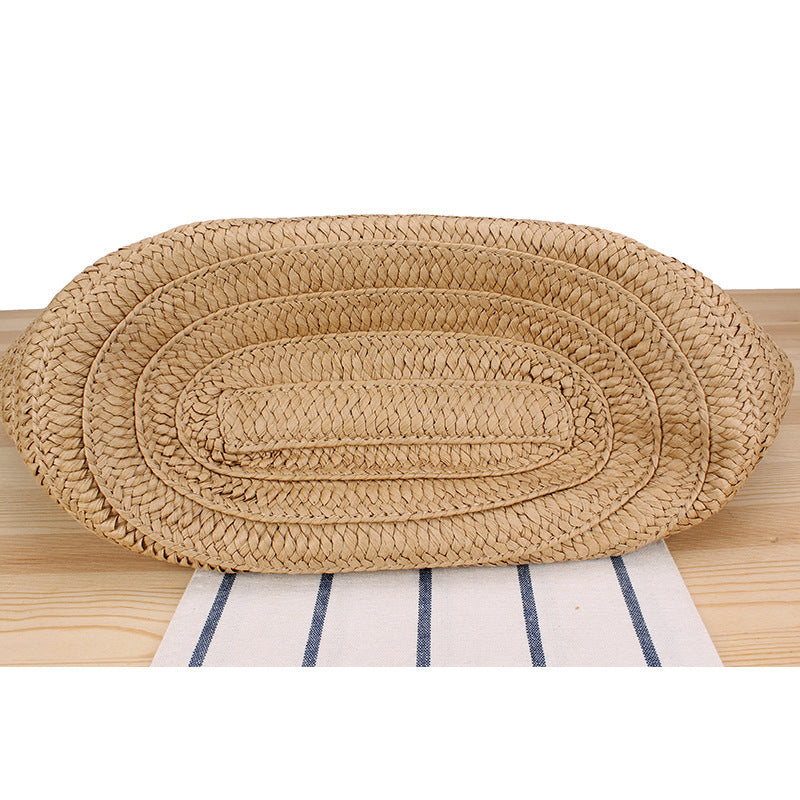 Trendige Strandtasche Aus Geflochtenem Bast und Lederakzenten Brehn