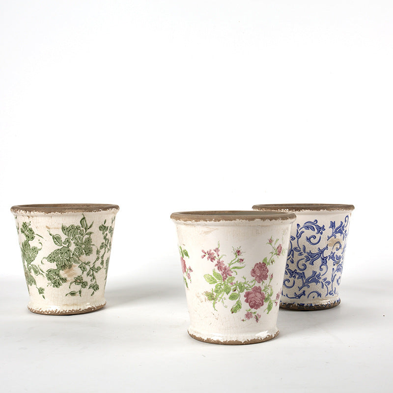 Dekorativer Keramik Blumentopf mit floralem Design Brehn