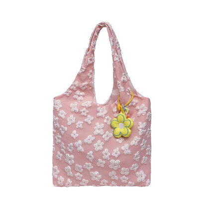 Strukturierte floral bestickte Tragetasche