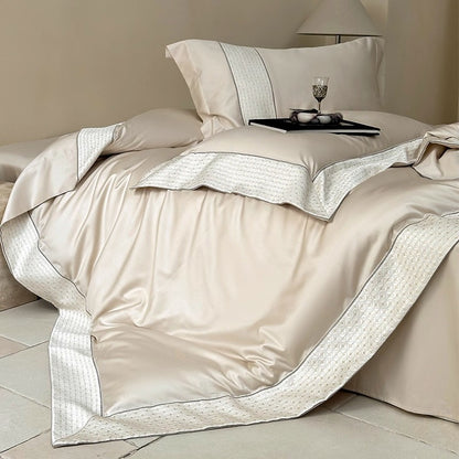 Luxus Jacquard-Besatz Baumwollsatin Bettbezug Set