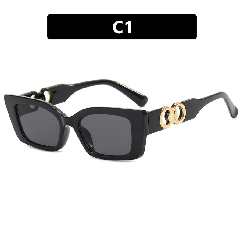 Damen modische quadratische Sonnenbrille mit goldenen Verzierungen Brehn