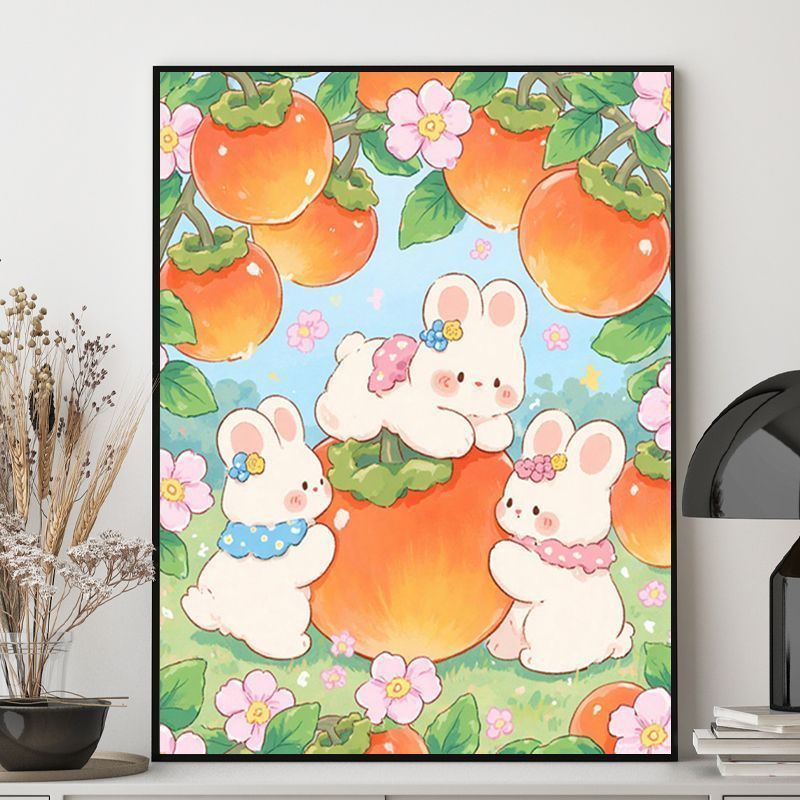Niedliche Kaninchen-Themen-Illustration Leinwand Kunst Brehn
