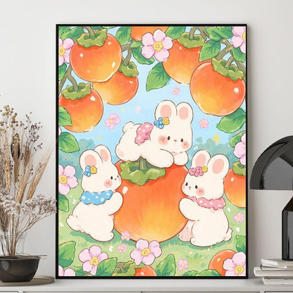 Niedliche Kaninchen-Themen-Illustration Leinwand Kunst Brehn