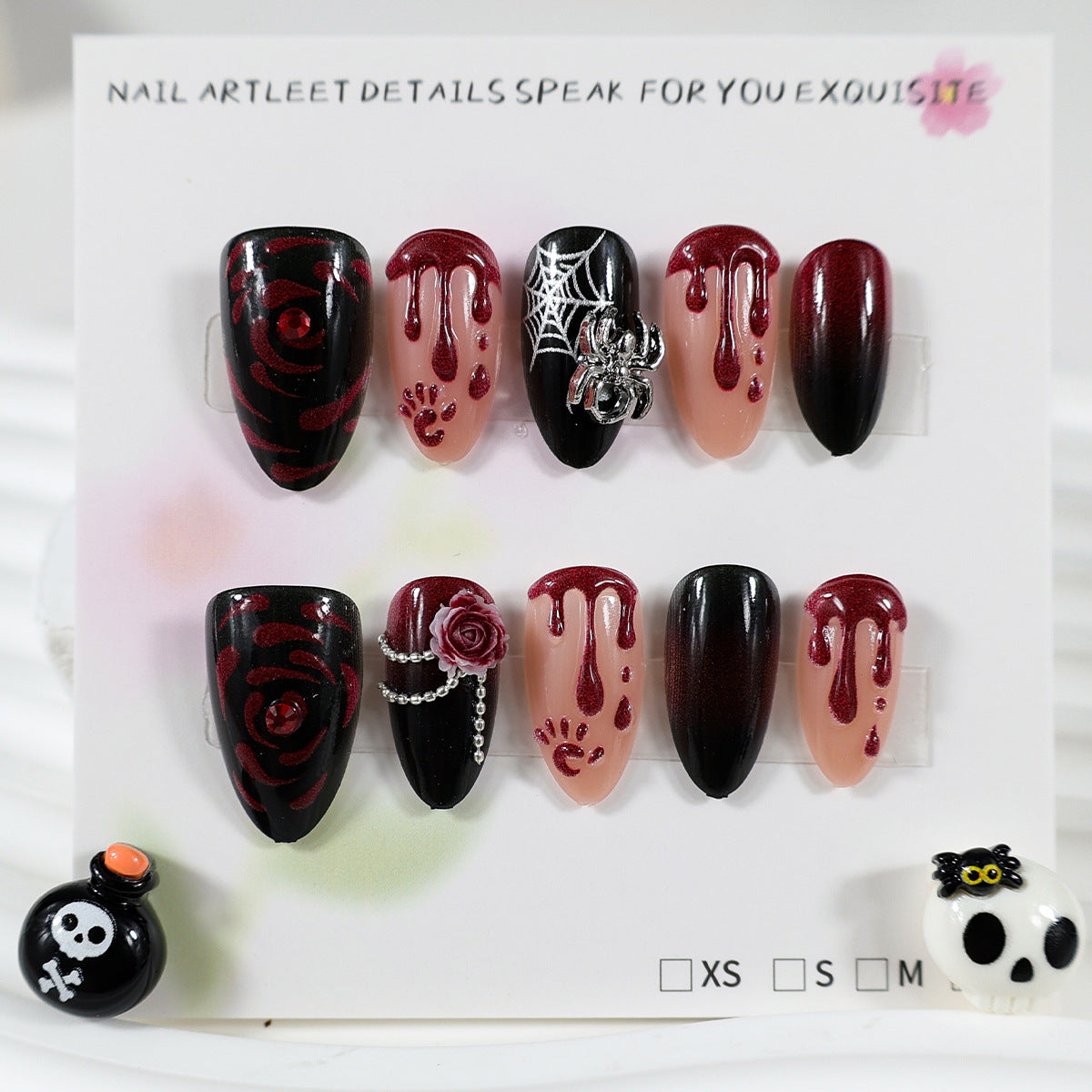 Halloween Kunstnagelset mit gruseligen Motiven Brehn