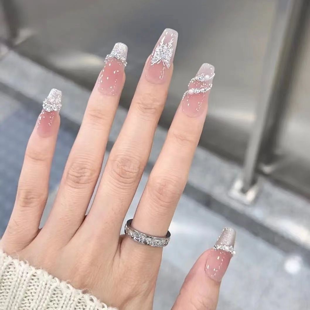 Elegante Kristall-verzierte Druck-Nagelkunst Brehn